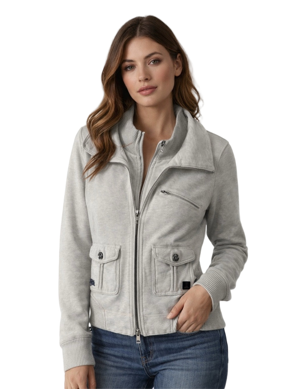 harley davidson women’s grey double Zip-Up Jacket